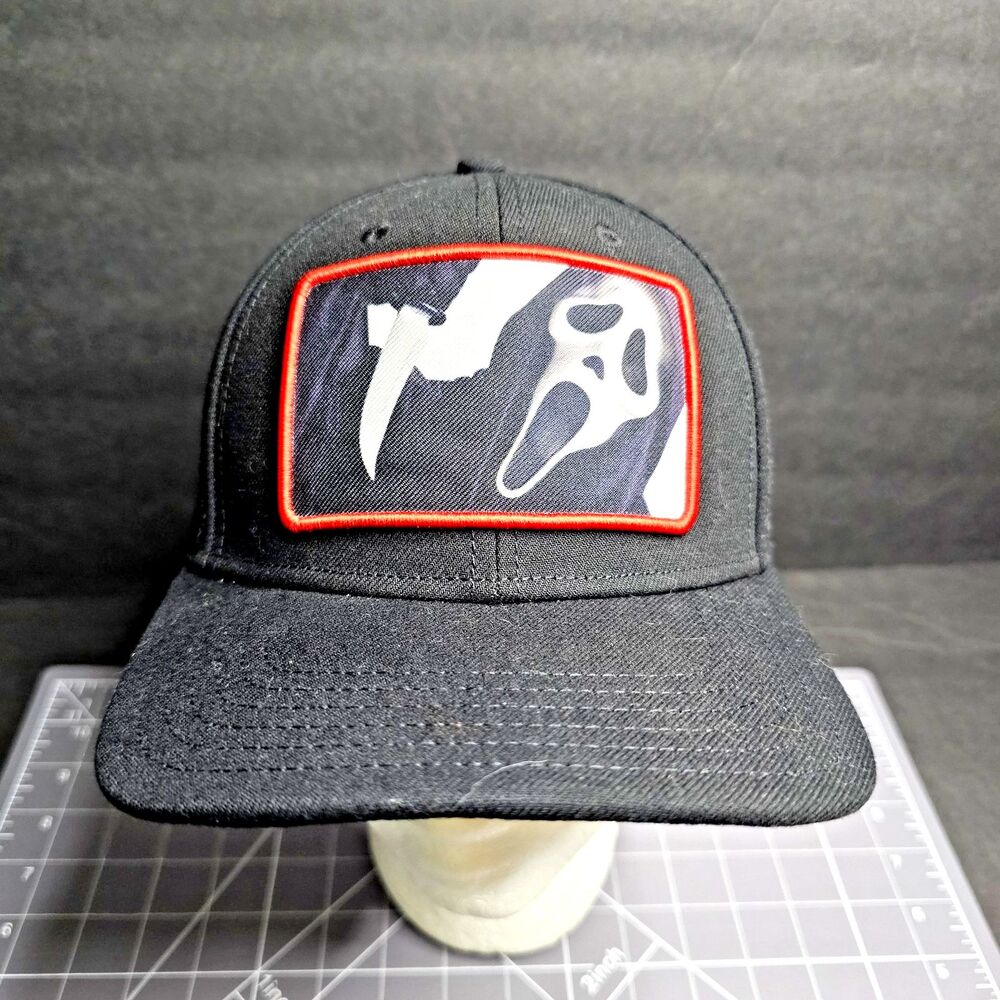 Ghost Face Snapback Hat SCREAM The Icon of Halloween Black One Size Fits Most